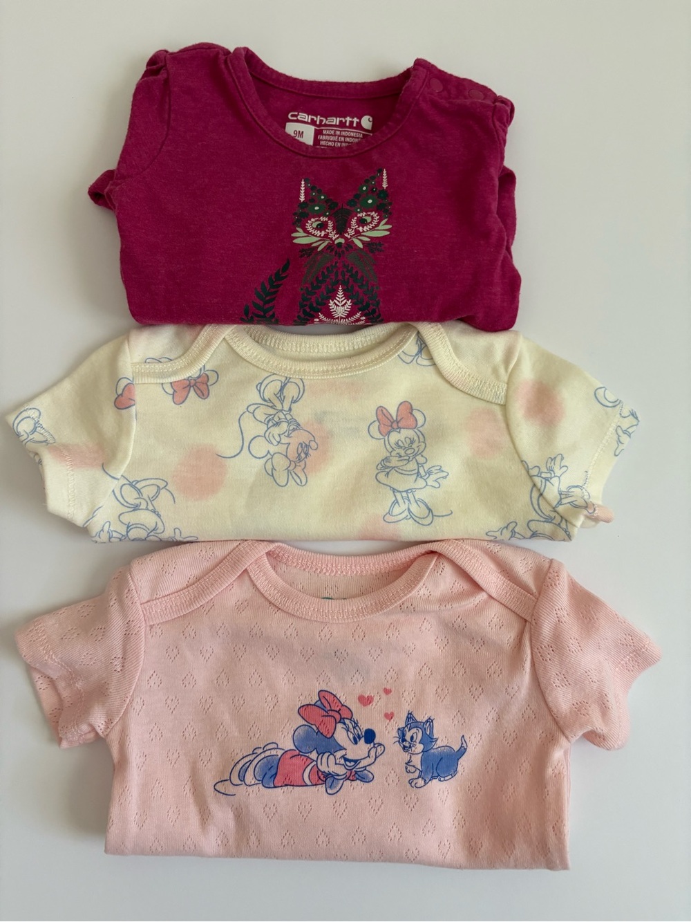 Disney Baby Girls' 6/9M One-piece  Lot Set of 3 Disney Baby & Carhartt